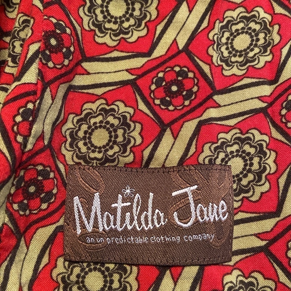 Matilda Jane Serendipity Cheerio Wrap Dress Tan Red M - Picture 10 of 10